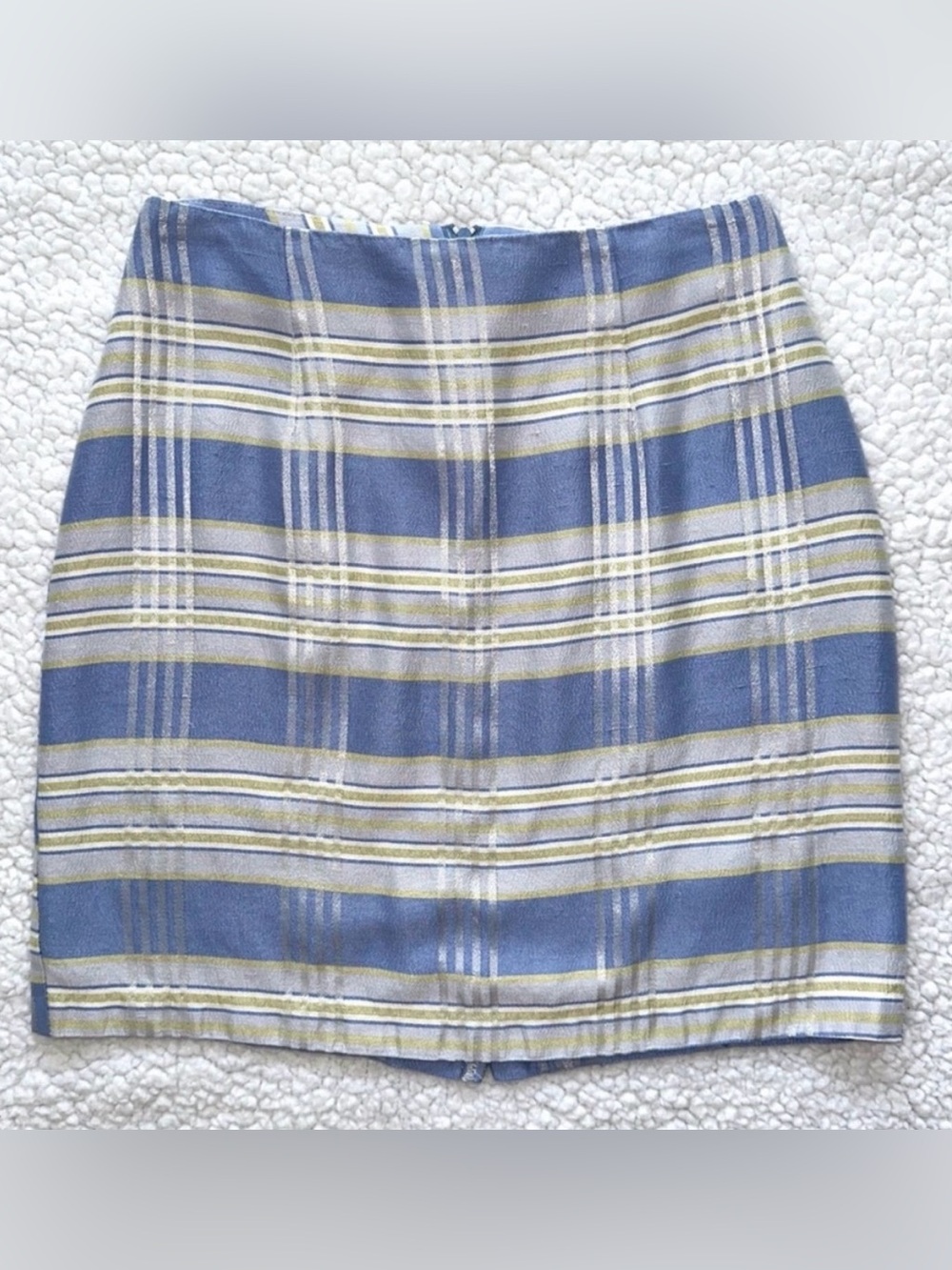 AGB Byer vintage Y2K plaid mini pencil skirt baby blue yellow white zipper 90s 4